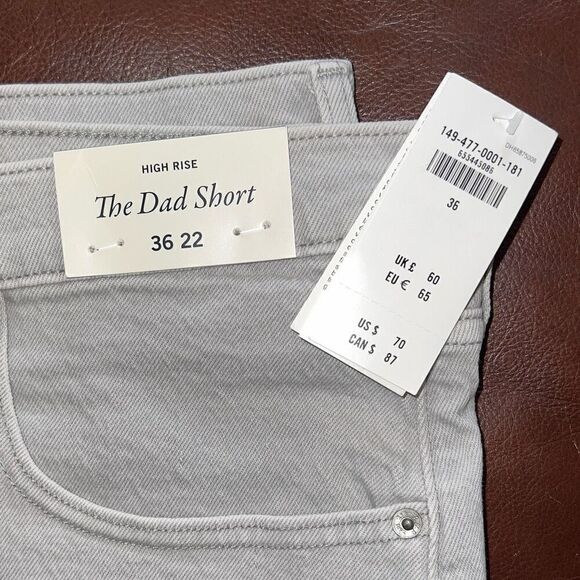 NWT Abercrombie & Fitch 36/22/3X Women's High Rise Dad Short - Light Gray Denim - Picture 5 of 7